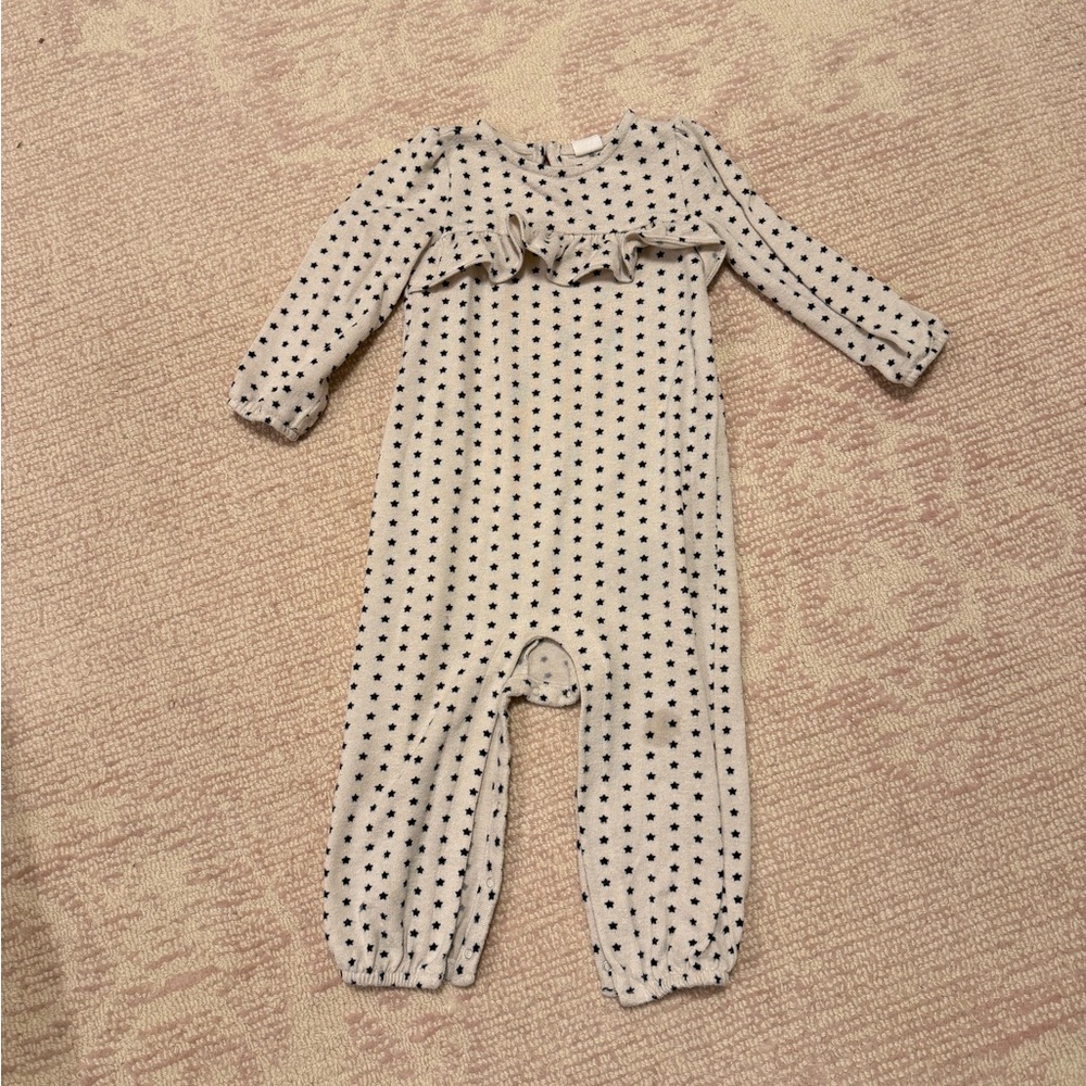 Baby GAP Cream and Navy Star Ruffle One Piece